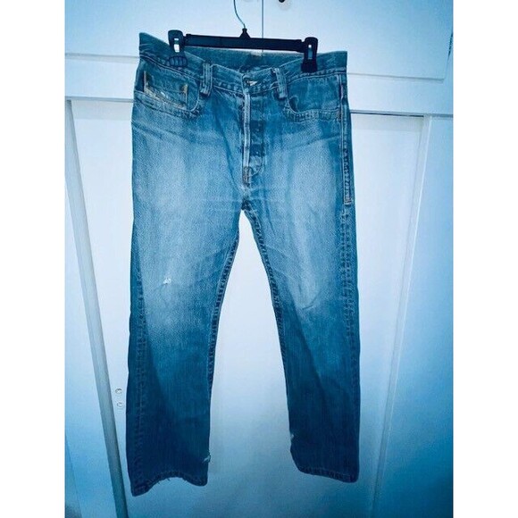 Vintage Y2K Diesel Rivec Straight Leg Distressed Denim Jeans Size 32 Italy 2001 - Picture 2 of 16